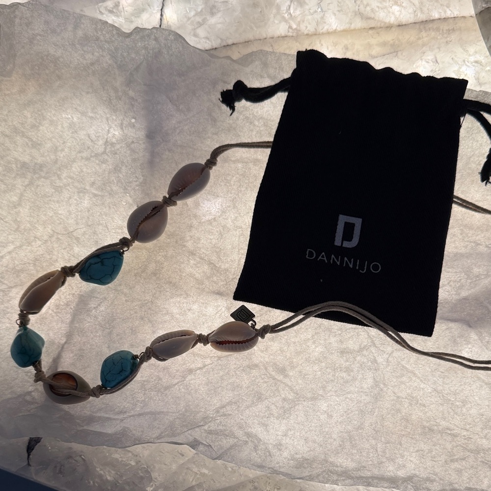 DANNIJO Blue and Cream Shell Necklace